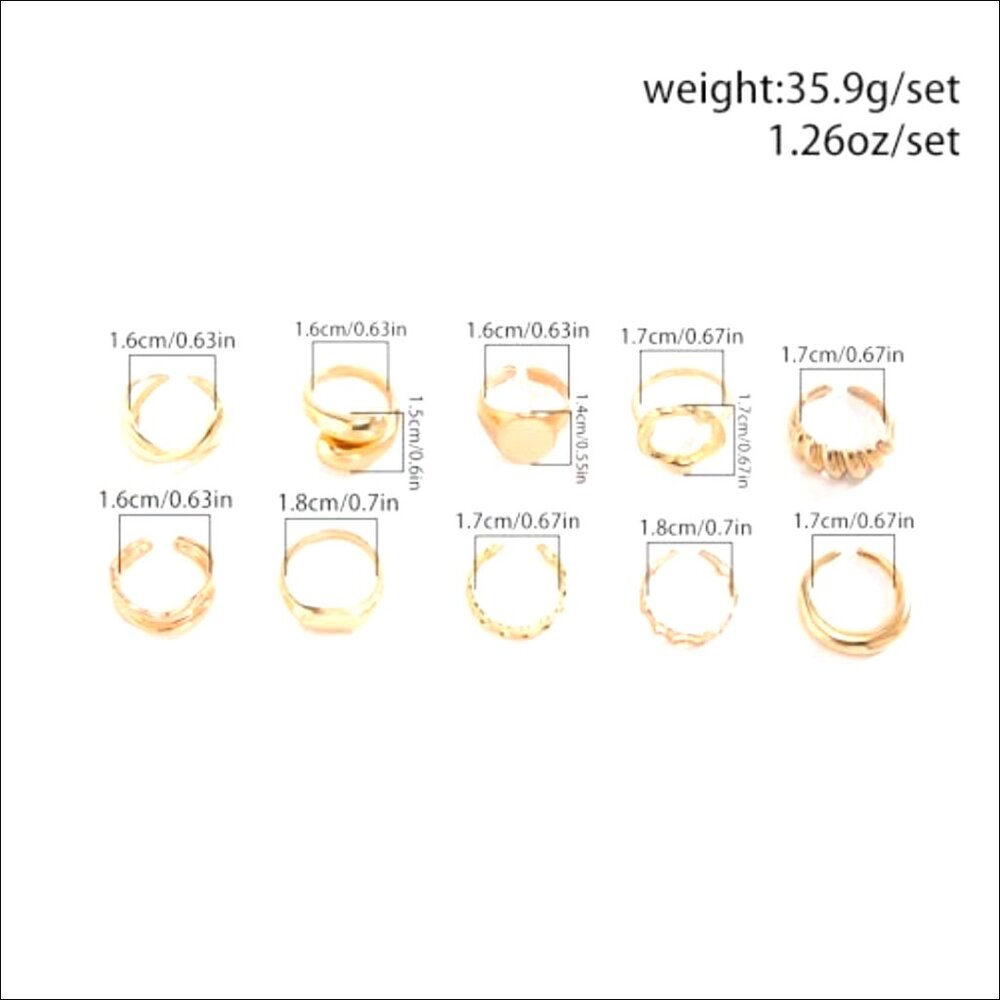 10-Piece Adjustable Stackable Knuckle Rings Set, … - image 2
